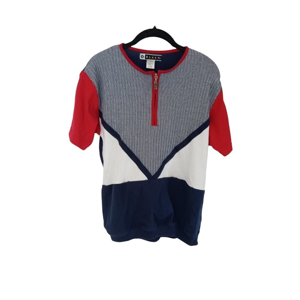 Blast style‎ Color block quarter zip blouse